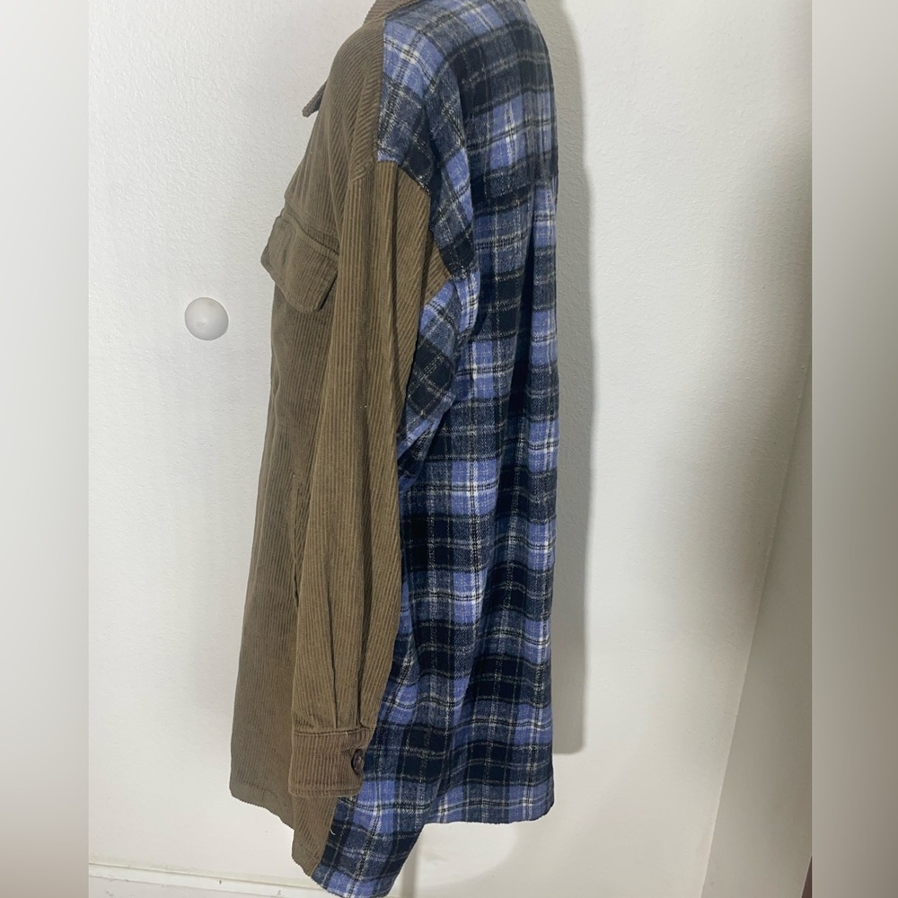 Gilded intent buckle flannel corduroy women’s large oversized schacket jacket